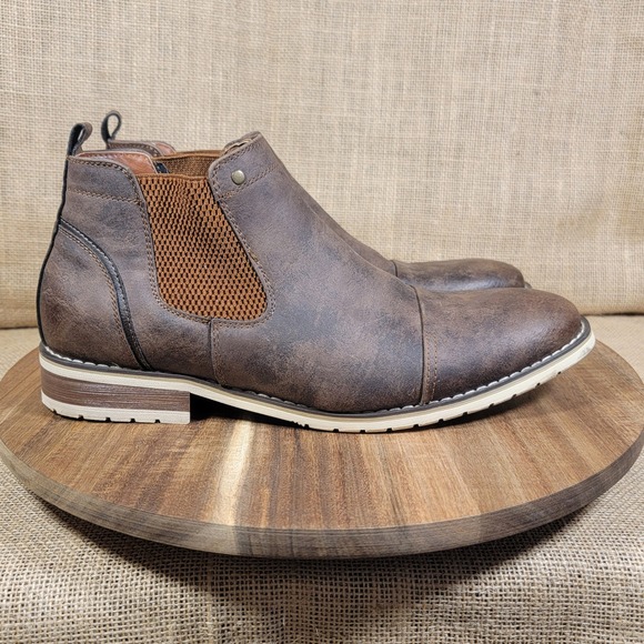 Ferro Aldo Sterling Brown Ankle Boots Mens Size 8.5 Chelsea Dress Casual Shoes - Picture 1 of 10